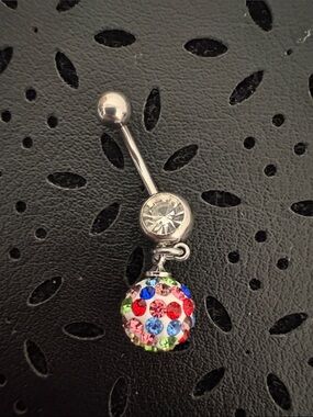 Multi-Color Crystal Dangle Belly Button Ring